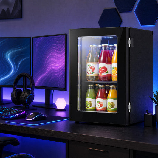 0.6 Cu.Ft Beverage Refrigerator 24 Cans Countertop Mini Fridge-Black W2B