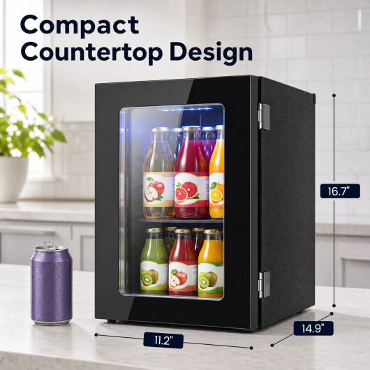 0.6 Cu.Ft Beverage Refrigerator 24 Cans Countertop Mini Fridge-Black W2B