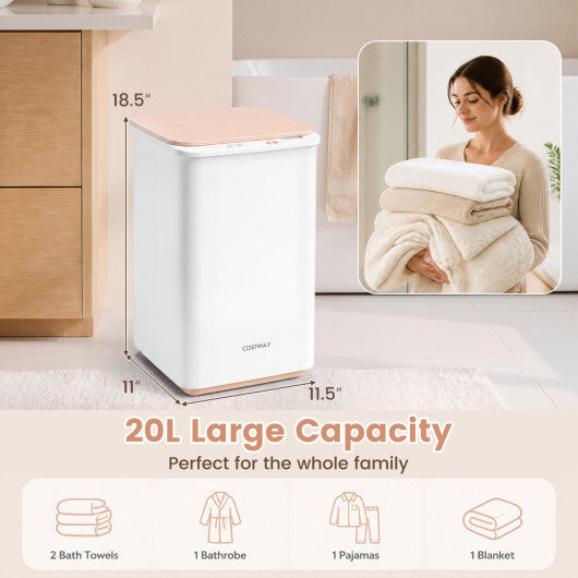 Heated Towel Warmer with 4 Heat Timer and Auto Shut Off for Oversized Towels-White W2B