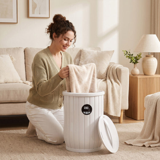 Towel Warmer Heated Bucket with Auto Shut Off and Fragrance Tray for Bathrooms-White W2B
