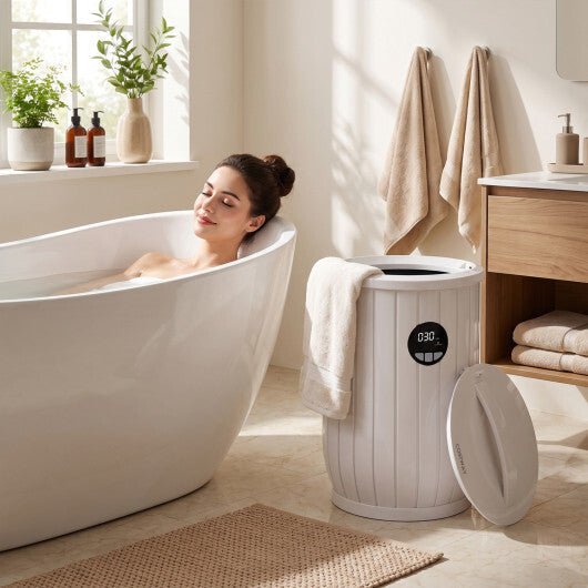 Towel Warmer Heated Bucket with Auto Shut Off and Fragrance Tray for Bathrooms-White W2B