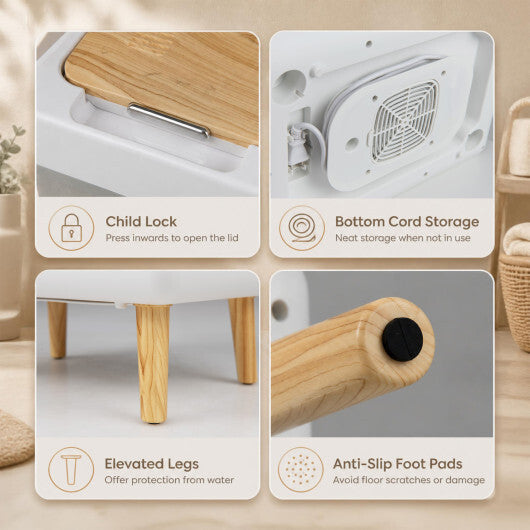 Towel Warmer Bucket with Foldable Design and Auto Shut Off for Bathroom-Natural W2B