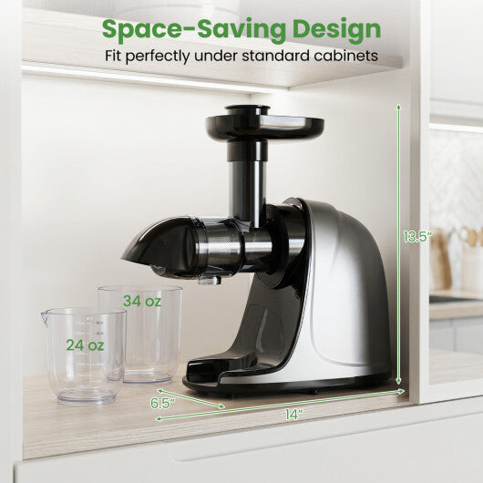 Cold Press Juicer Machine with 95% High Yield and 2-Speed Modes-Sliver W2B