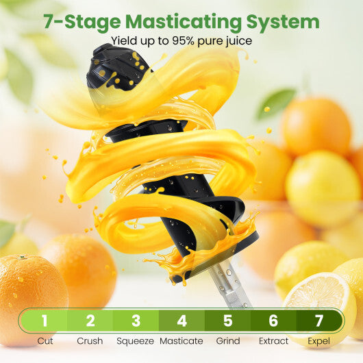 Cold Press Juicer Machine with 95% High Yield and 2-Speed Modes-Sliver W2B