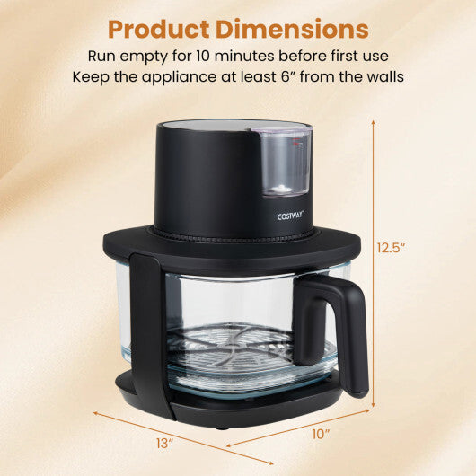 4.7 QT Glass Air Fryer with Steam Frying Mode-Black W2B
