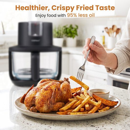 4.7 QT Glass Air Fryer with Steam Frying Mode-Black W2B