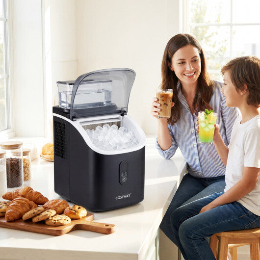 Countertop Ice Maker with External Tank and Self-Cleaning 13 Thickness Levels-Black W2B