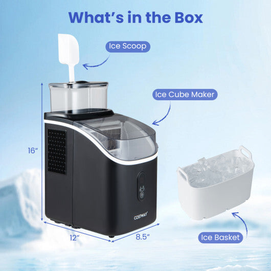 Countertop Ice Maker with External Tank and Self-Cleaning 13 Thickness Levels-Black W2B