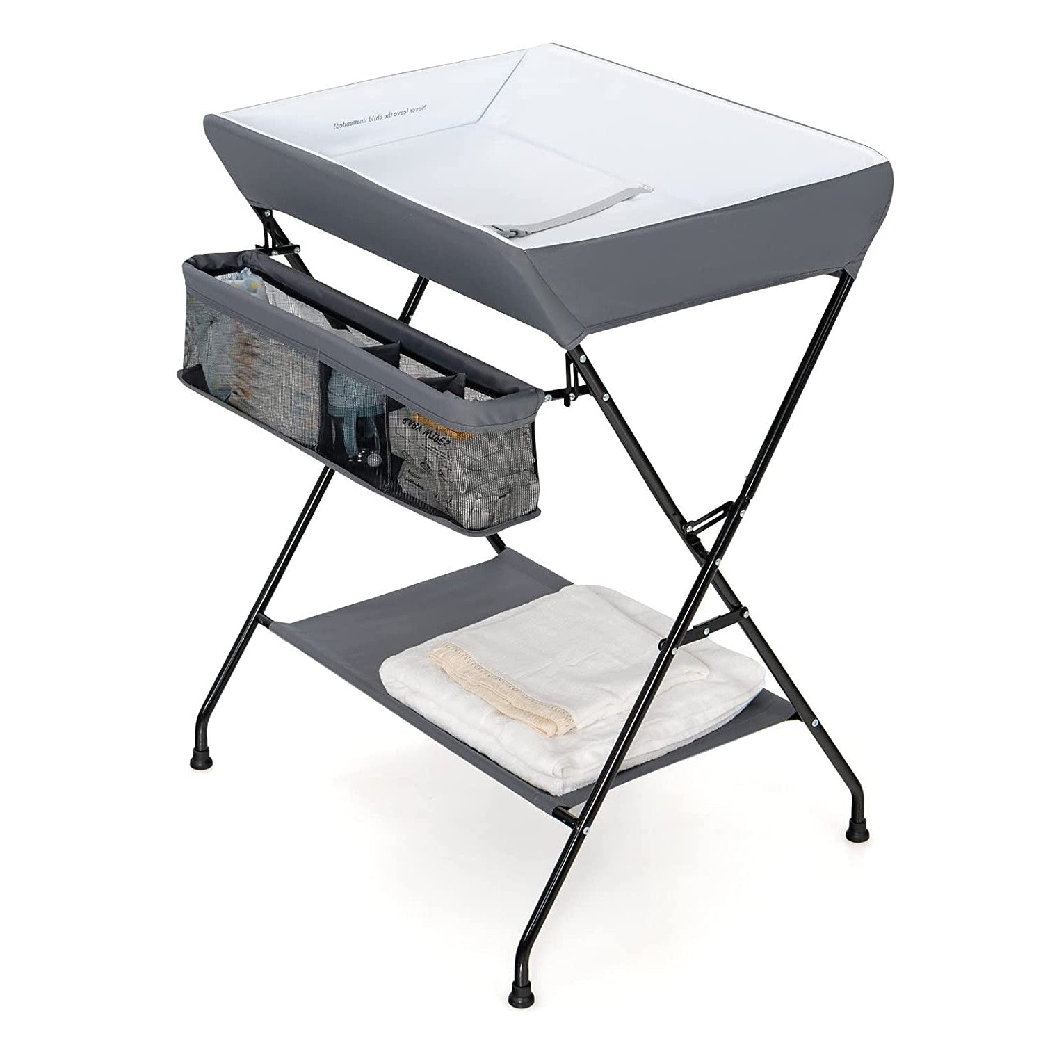 Grey Folding  Wide Nursery Diaper Baby  Changing Table FastFurnishings