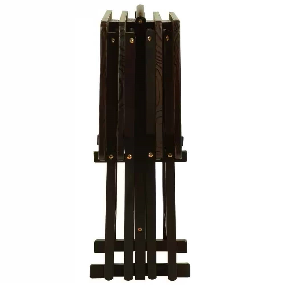 Set of 4 - Folding TV Tray Table Set with Stand in Dark Brown Wood Finish FastFurnishings