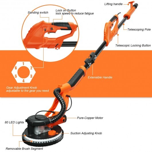 Electric Foldable Drywall Sander 750W Variable Speed - Color: Orange W2B