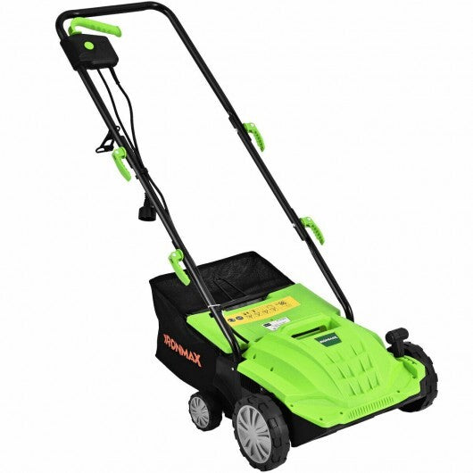 13 Inch 12 Amp Electric Scarifier with Collection Bag and Removable Blades-Green W2B
