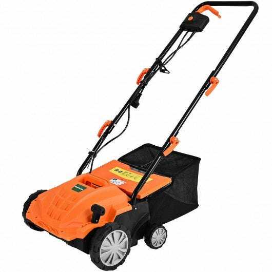 13 Inch 12 Amp Electric Scarifier with Collection Bag and Removable Blades-Green W2B