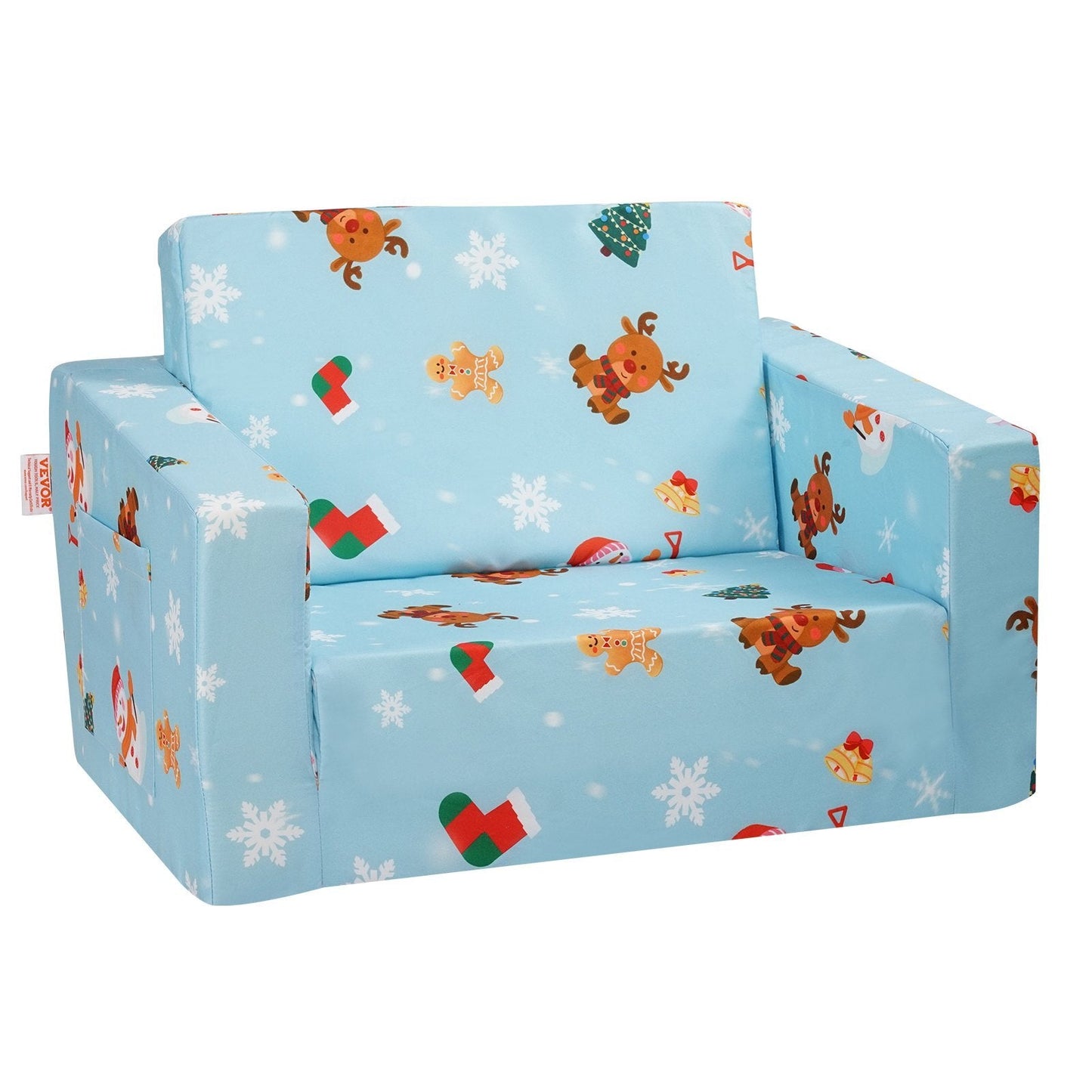 Kids Couch, 2-in-1 Toddler Chairs Comfy, Toddler Couch Sofa Bed Fold Out, Convertible Sofa to Lounger, Kids Chair Seat Playroom Furniture for Kids Girls & Boys, Sky Blue W2B