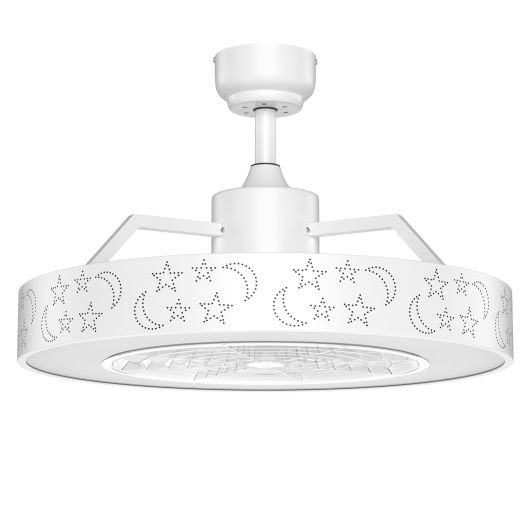 23 Inch Ceiling Fan with LED Light and Remote Control-White W2B