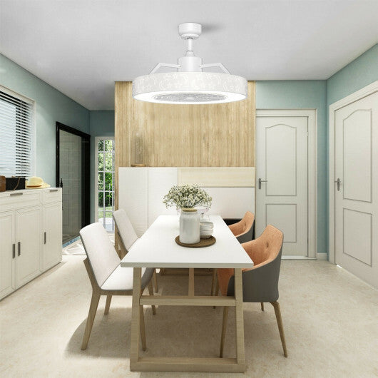 23 Inch Ceiling Fan with LED Light and Remote Control-White W2B