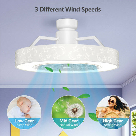 23 Inch Ceiling Fan with LED Light and Remote Control-White W2B