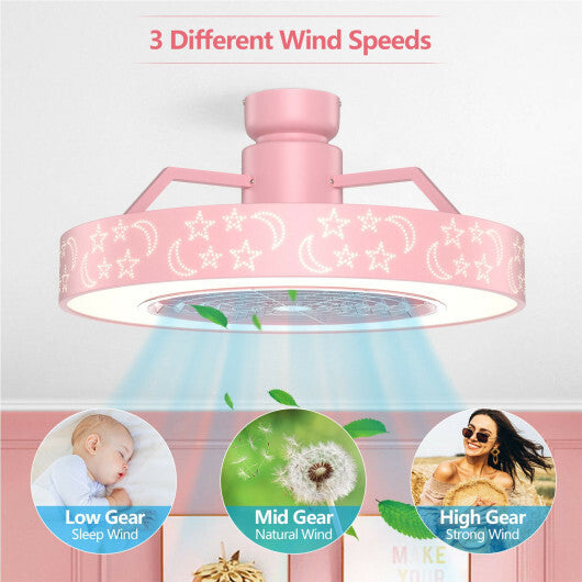 23 Inch Ceiling Fan with LED Light and Remote Control-White W2B