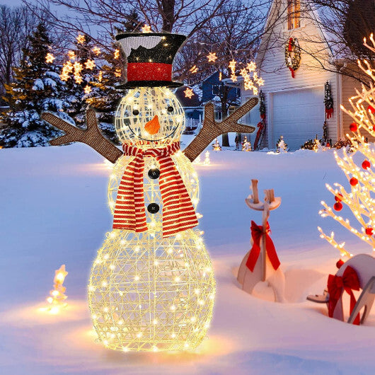 Indoor/Outdoor Christmas Lighted Snowman Decorations with Pre-Lit 80 Lights W2B