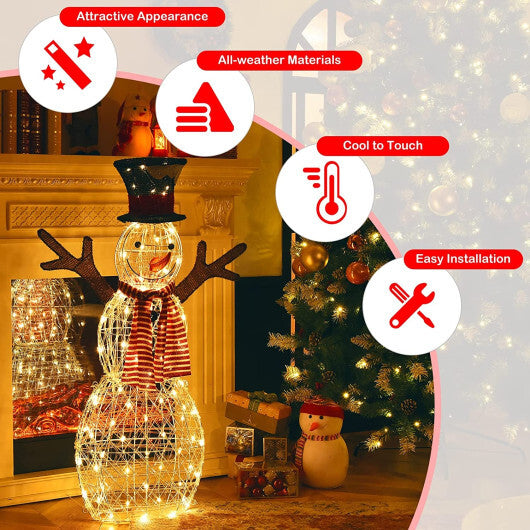 Indoor/Outdoor Christmas Lighted Snowman Decorations with Pre-Lit 80 Lights W2B