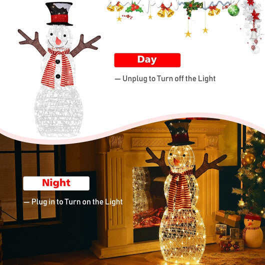Indoor/Outdoor Christmas Lighted Snowman Decorations with Pre-Lit 80 Lights W2B