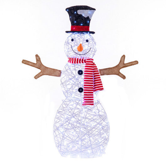 Lighted Snowman Christmas Decoration with Cold White LED Lights-White W2B