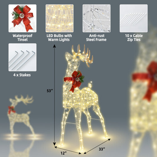 Lighted Standing Reindeer with Stakes for Christmas Decoration W2B