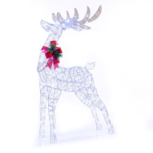Lighted Christmas Reindeer with Cold LED Lights for Yard-White W2B