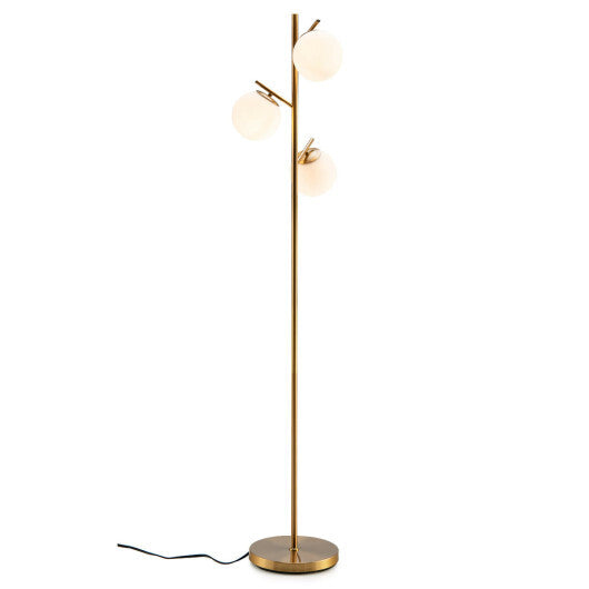 3-Globe Floor Lamp with Foot Switch and Bulb Bases-Golden W2B