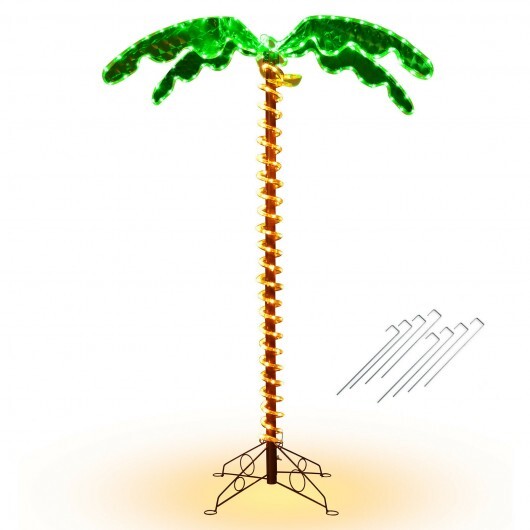 5 Feet LED Pre-lit Palm Tree Decor with Light Rope W2B