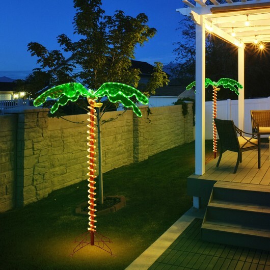5 Feet LED Pre-lit Palm Tree Decor with Light Rope W2B