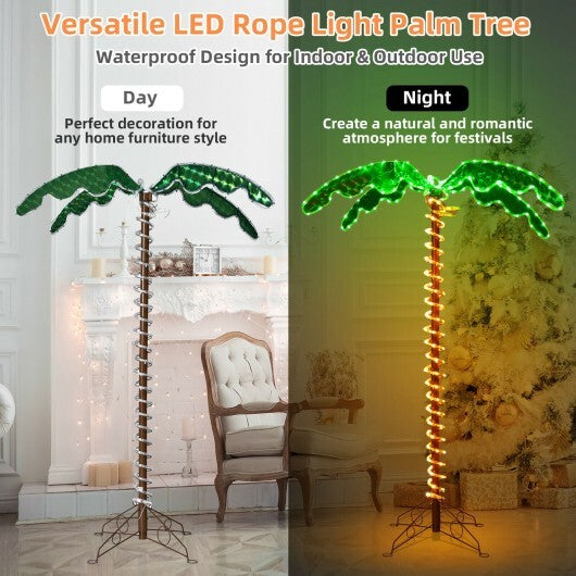 5 Feet LED Pre-lit Palm Tree Decor with Light Rope W2B