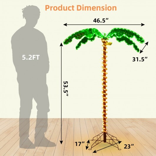 5 Feet LED Pre-lit Palm Tree Decor with Light Rope W2B