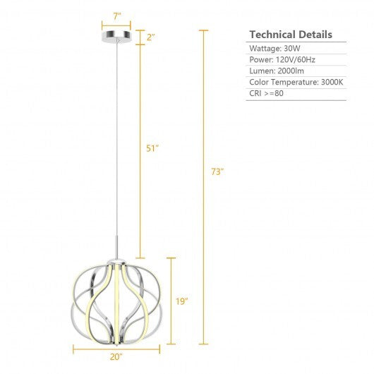 Modern Dimmable Warm White LED Chandelier