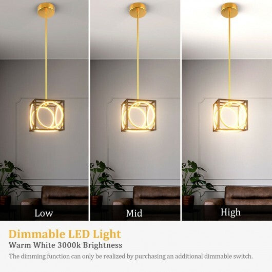 Modern LED Pendant Light with 42 Inches Adjustable Suspender-Golden W2B