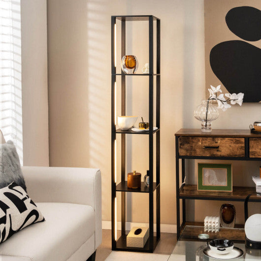 64 Inches Floor Lamp with 3-Level Dimmable LED Bulbs and Rotatable LED Poles-Walnut W2B