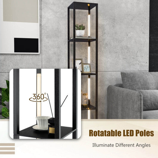 64 Inches Floor Lamp with 3-Level Dimmable LED Bulbs and Rotatable LED Poles-Walnut W2B