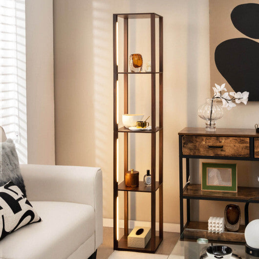 64 Inches Floor Lamp with 3-Level Dimmable LED Bulbs and Rotatable LED Poles-Walnut W2B