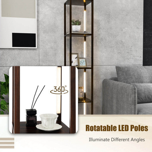 64 Inches Floor Lamp with 3-Level Dimmable LED Bulbs and Rotatable LED Poles-Walnut W2B