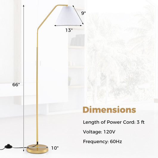 Modern Standing Lamp with Adjustable Lamp Head and Pleated Lampshade