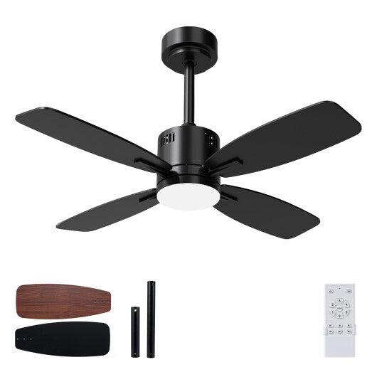 42inch Ceiling Fan with Light and Remote 3CCT LED with Memory 4H Timer 6 Speeds-Black W2B