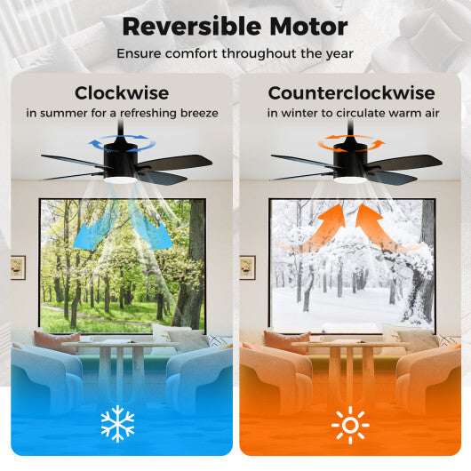 42inch Ceiling Fan with Light and Remote 3CCT LED with Memory 4H Timer 6 Speeds-Black W2B