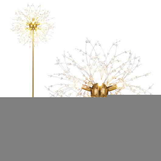 63-Inch Crystal Floor Lamp with Acrylic Crystals-Gold W2B