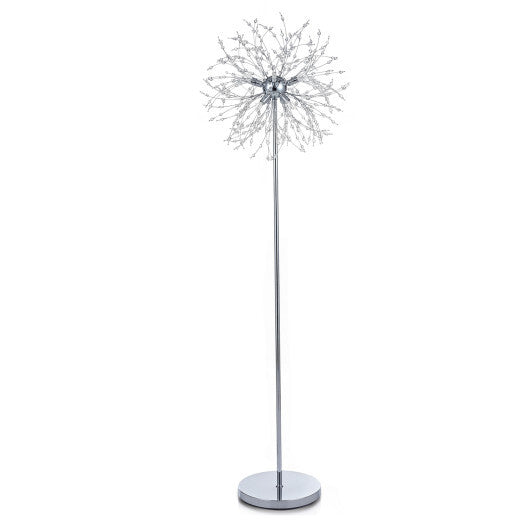 63-Inch Crystal Floor Lamp with Acrylic Crystals-Gold W2B