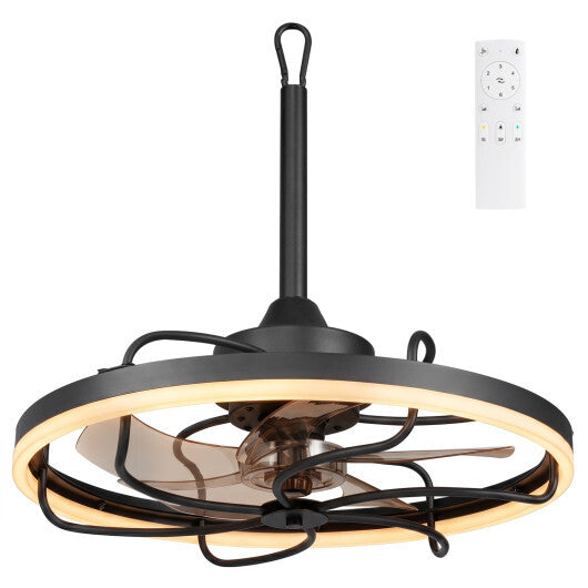 20" Celling Fan with Dimmable LED Light 6 Speeds and Timer-Black W2B
