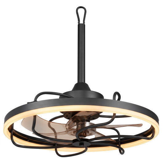 20" Celling Fan with Dimmable LED Light 6 Speeds and Timer-Black W2B