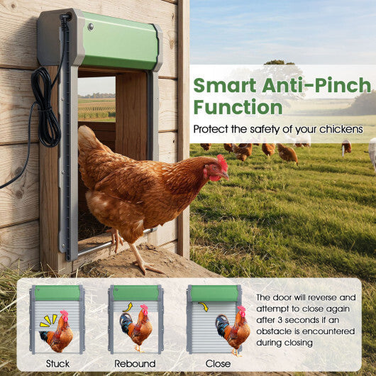 Automatic Chicken Coop Door with Remote Control and Light Sensor Timer W2B