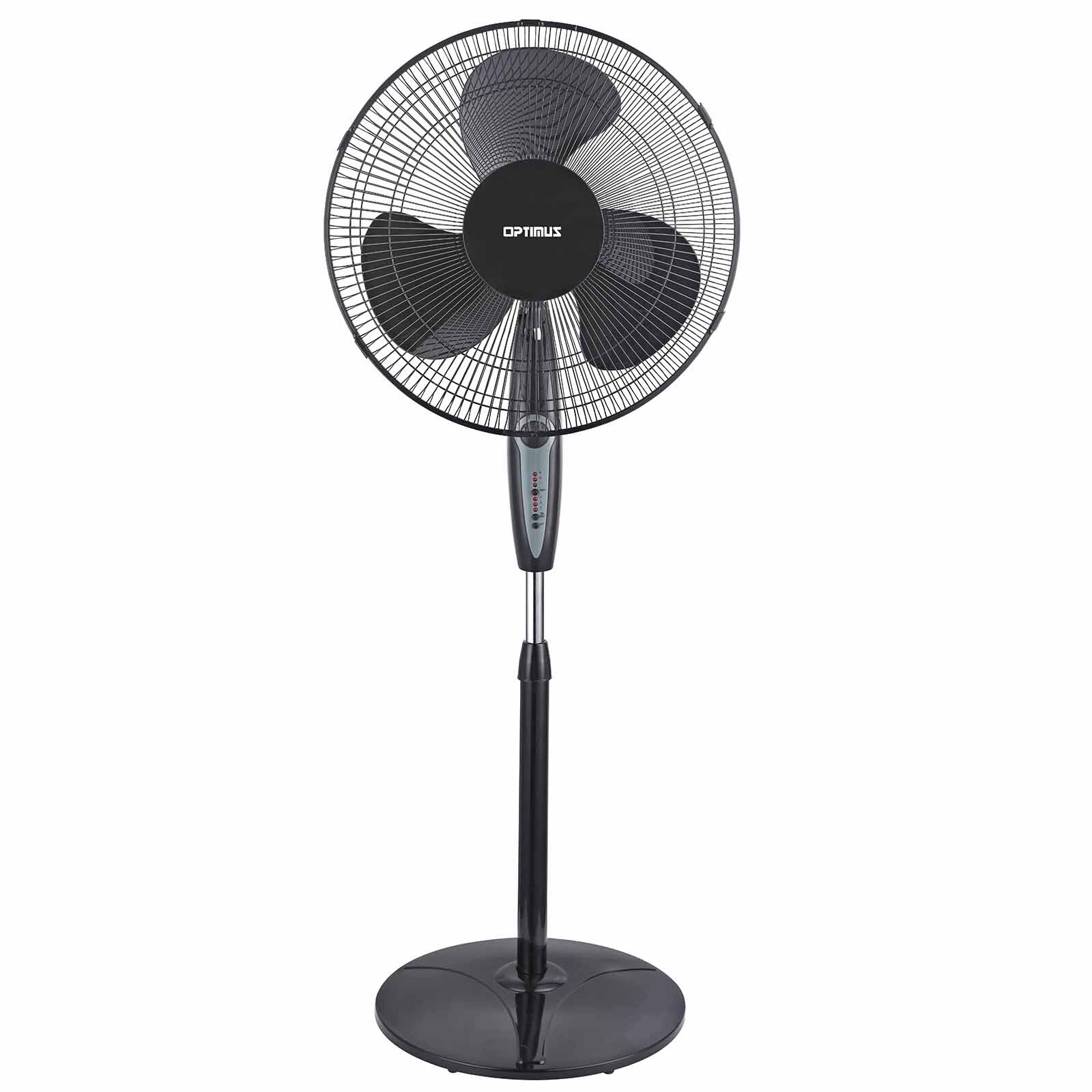 Optimus 16 in. Oscillating Stand Fan with Remote Control in Black W2B