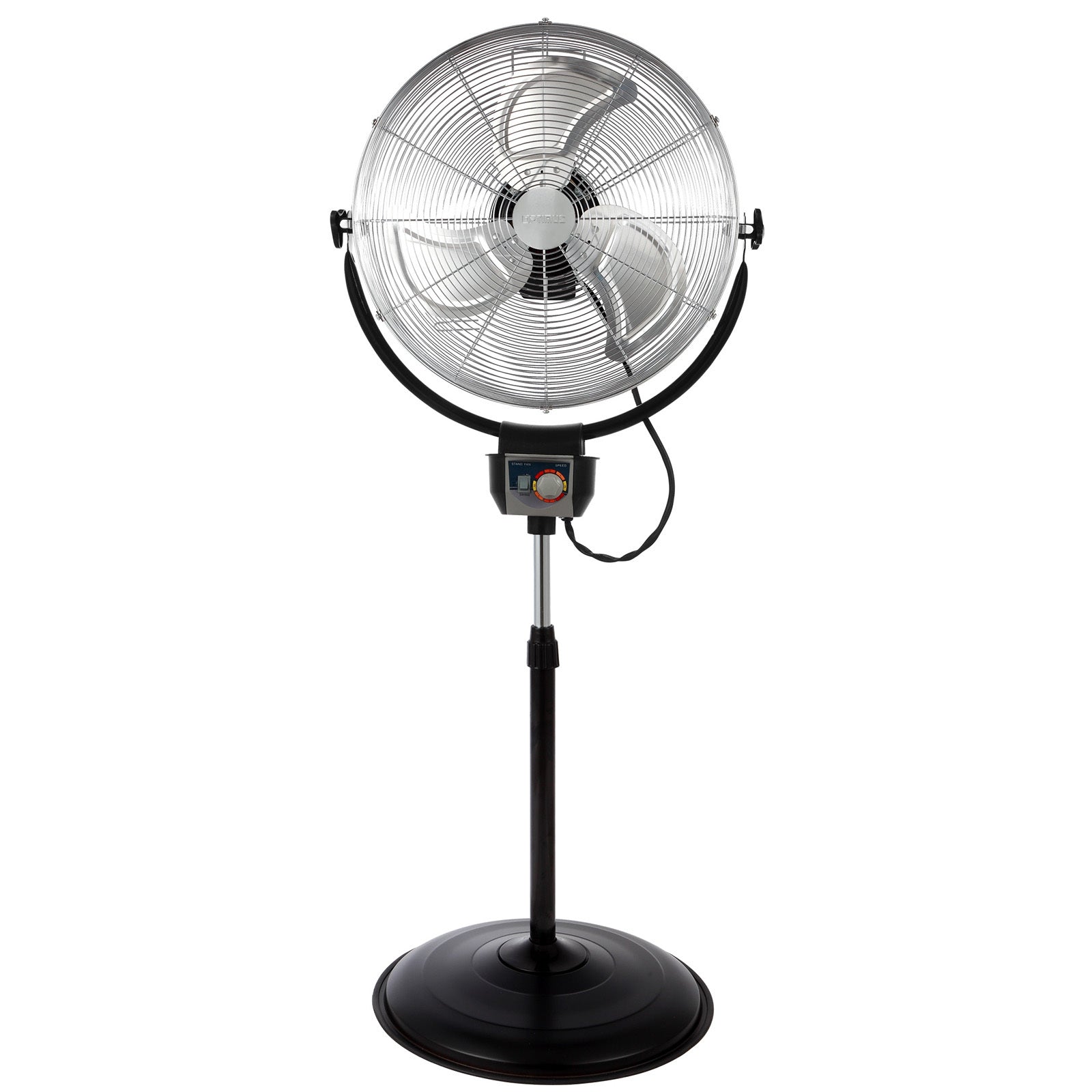 Optimus 20 Inch Industrial Grade HV Oscillating Stand Fan with Chrome Grill W2B