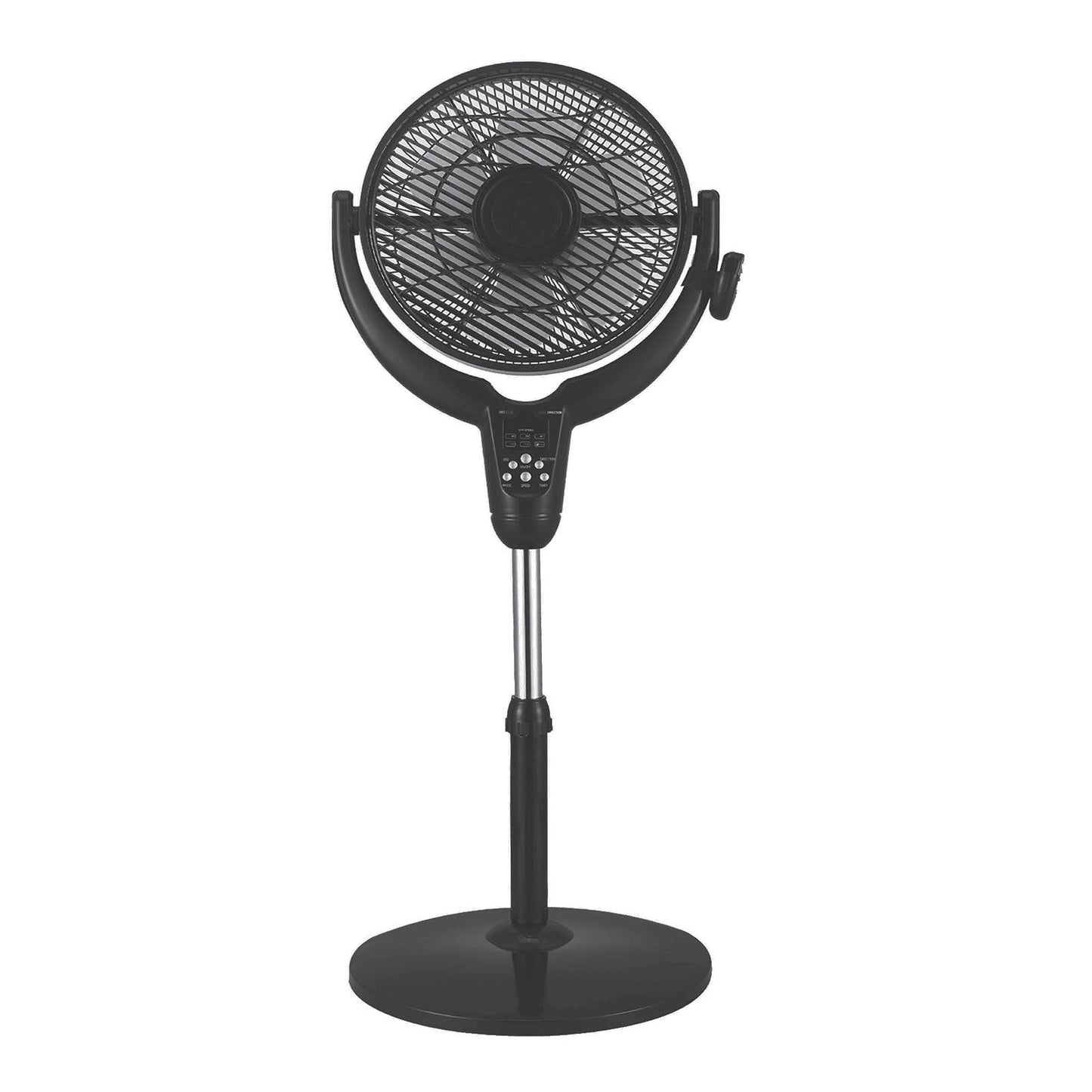 Optimus 14 Inch Louver Rotating Oscil Pedestal Air Circulator with Remote, LED and Timer W2B